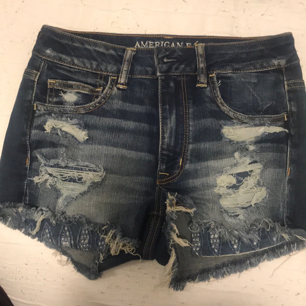 Dark wash high waisted denim shorts